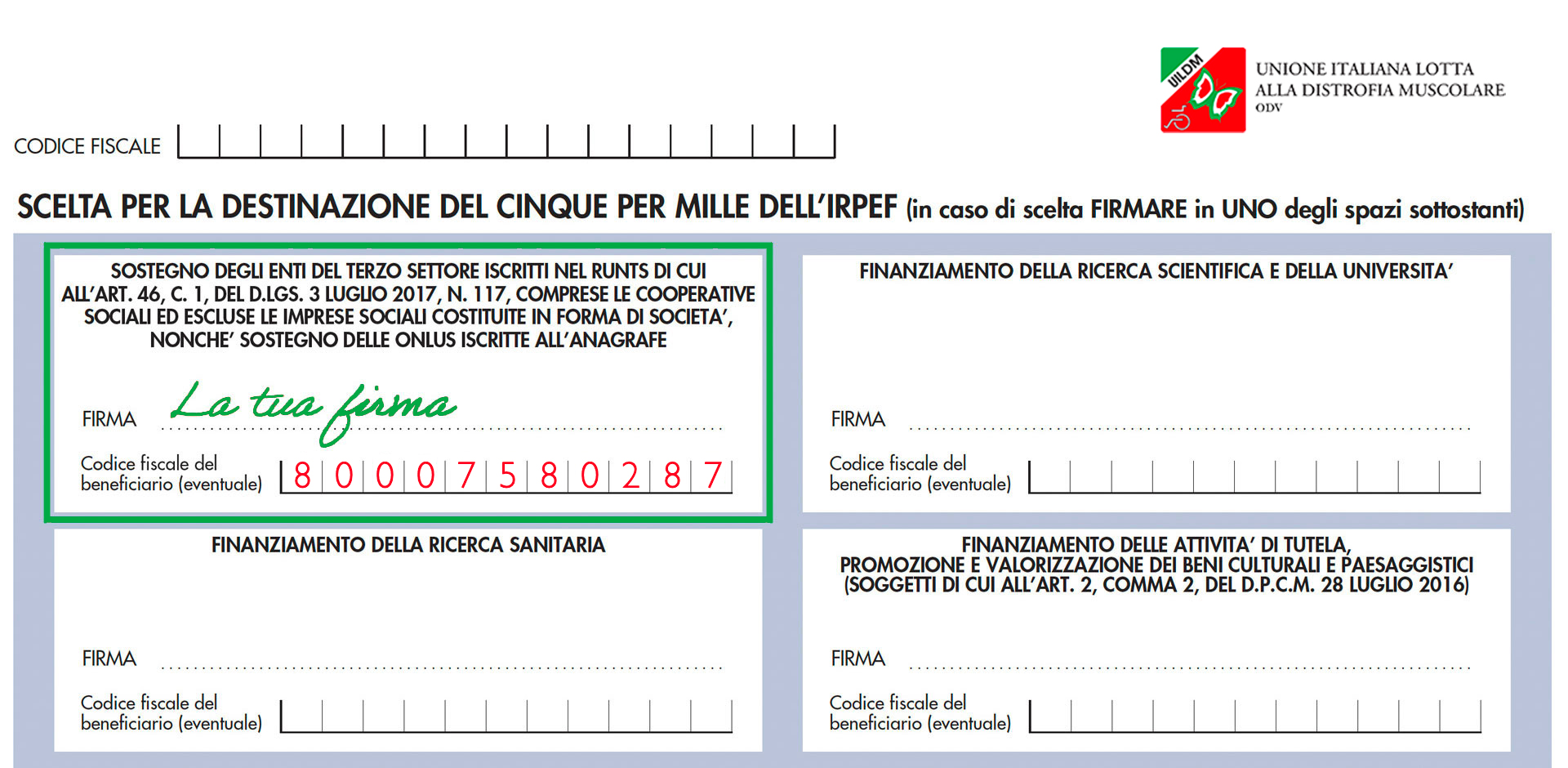 Destina il 5x1000 a UILDM